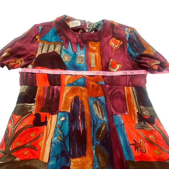ALI CRUZ Women Abstract Print Midi Dress Sz 8 Short Sleeve Multicolor Boho 77-7 - Picture 6 of 12